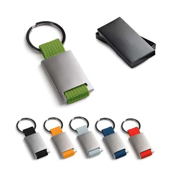 Porte-clés premium métal & tissu