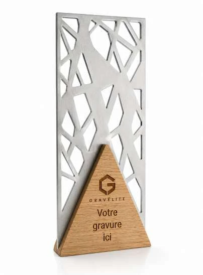 Trophée inox & bois sur mesure