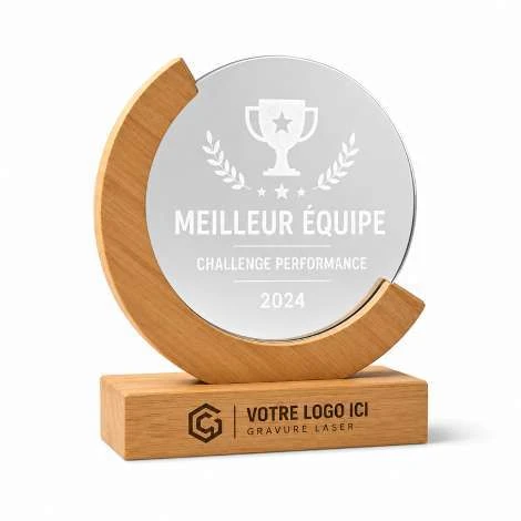 Trophée circulaire acrylique & bambou